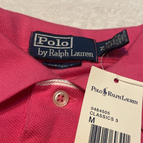 POLO By RALPH LAUREN NWT Size M Customer Fit 2 Button Polo Pink & White - Picture 2 of 7